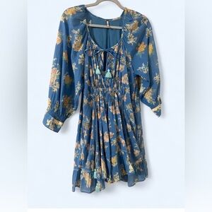 Free People Long Sleeve Floral Boho Mini Dress – Size Small